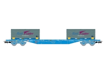 Electrotren HE6063 - H0 - Containertragwagen MMC3, 2 x 20` Flatrack-Containern Railsider, RENFE, Ep. VI